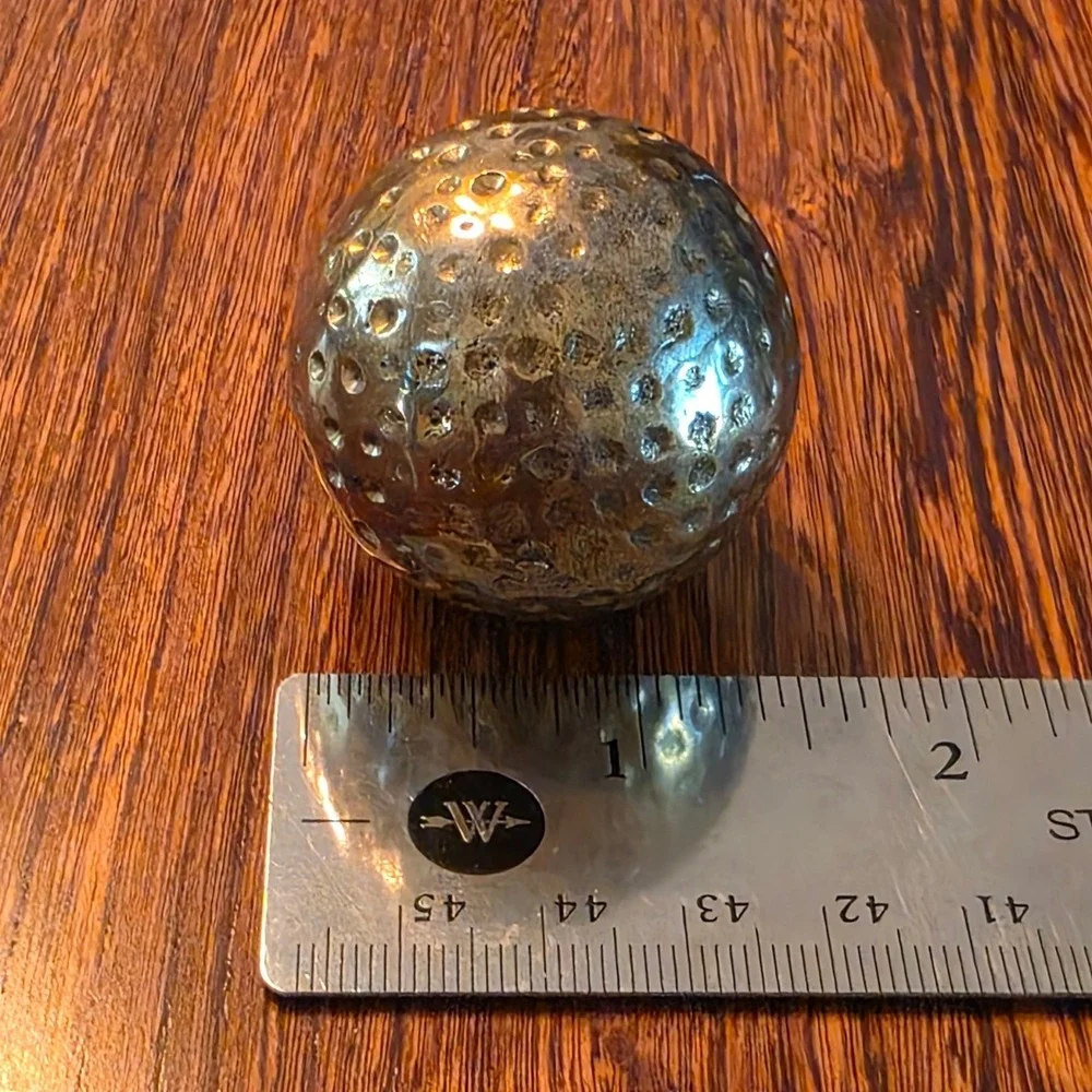 Vintage Solid Brass Golf Ball Paperweight Heavy Metal Desk Decor Office Gift